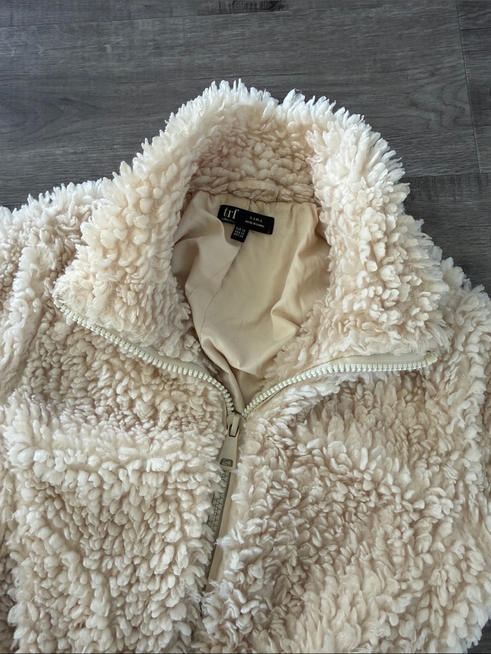 Zara Cream Teddy Fleece Zip Jacket - Picture 4 of 5